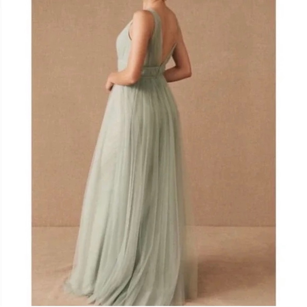 Jenny Yoo Sage Green Tulle V-Back Bridesmaid Dress